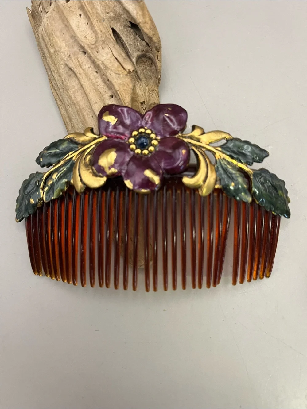 VTG 1970s 80s Hair Accessories Set Enamel Flower Swan Barrettes Tortoiseshell